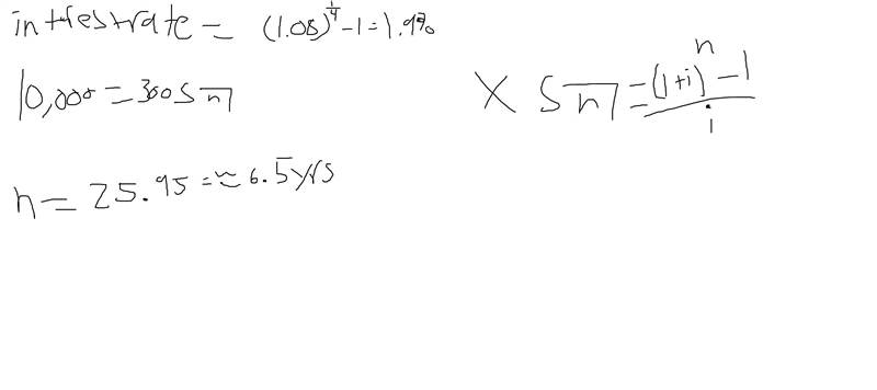 Jack decides to invest $300 per quarter into an annuity. How long would he have to-example-1