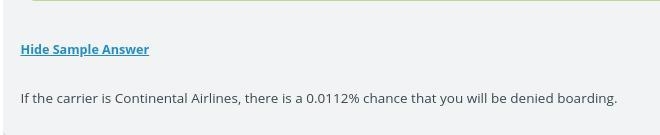 If the carrier is continental airlines, what is the chance that I will be denied boarding-example-1
