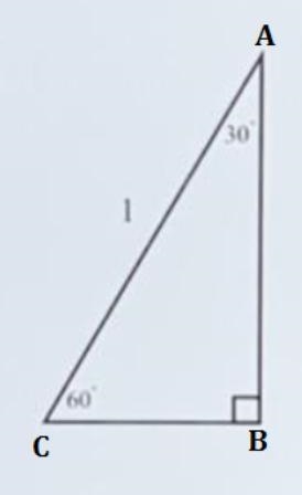 Consider the 30°-60° right triangle shown whose hypotenuse is equal to one. Clearly-example-1