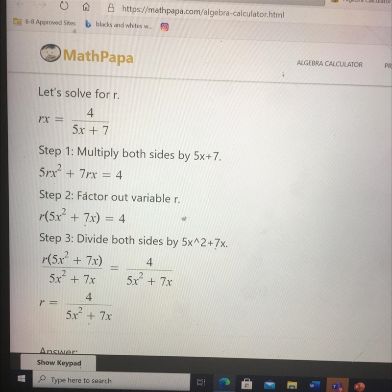 R(x)=-4/5x+7 what is x?-example-1