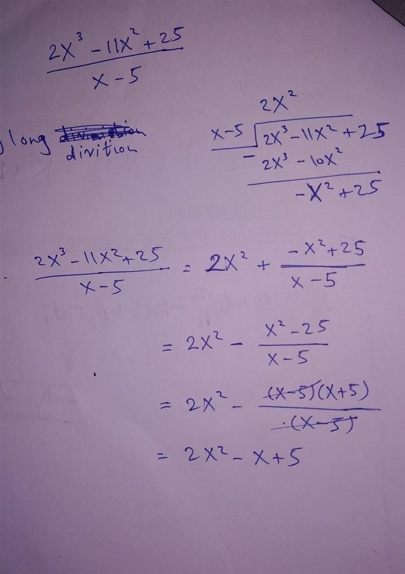 2x^3-11x^2+25 divided by x-5-example-1