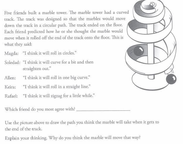 Five friends built a marble tower. The marble tower had a curved track. The track-example-1