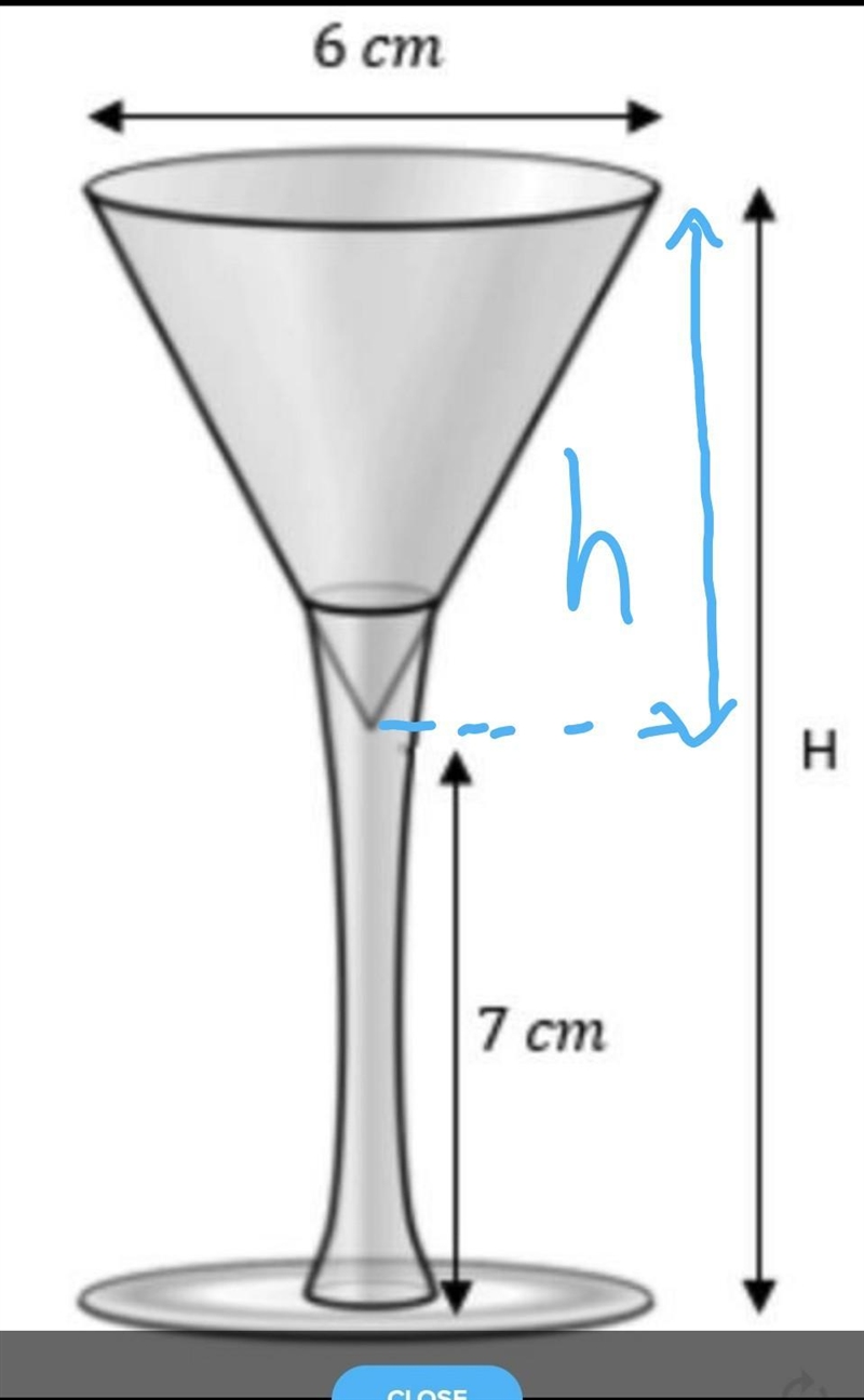 Please help! Given that the glass can hold a maximum volume of 60 cm3, what is the-example-1