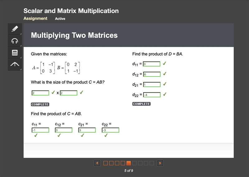 Find the product of C =AB. Cu= C12= C21 = C22 =-example-1