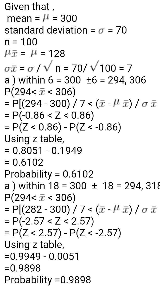 EBook Video A population has a mean of 300 and a standard deviation of 70. Suppose-example-2