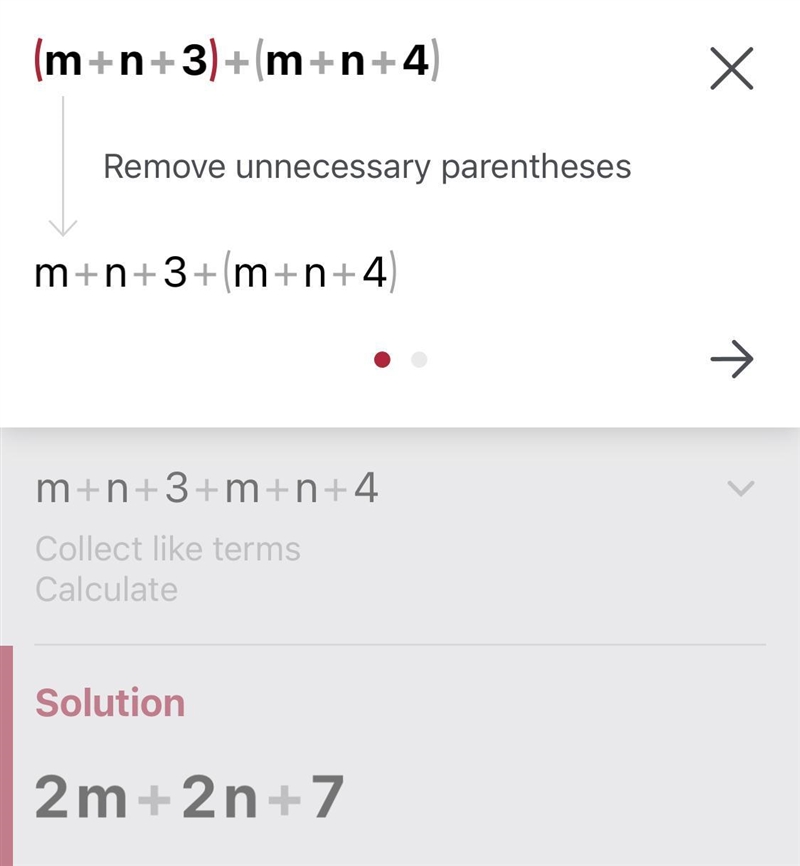 What is the sum of the polynomials? (m + n + 3) + (m + n + 4)-example-1