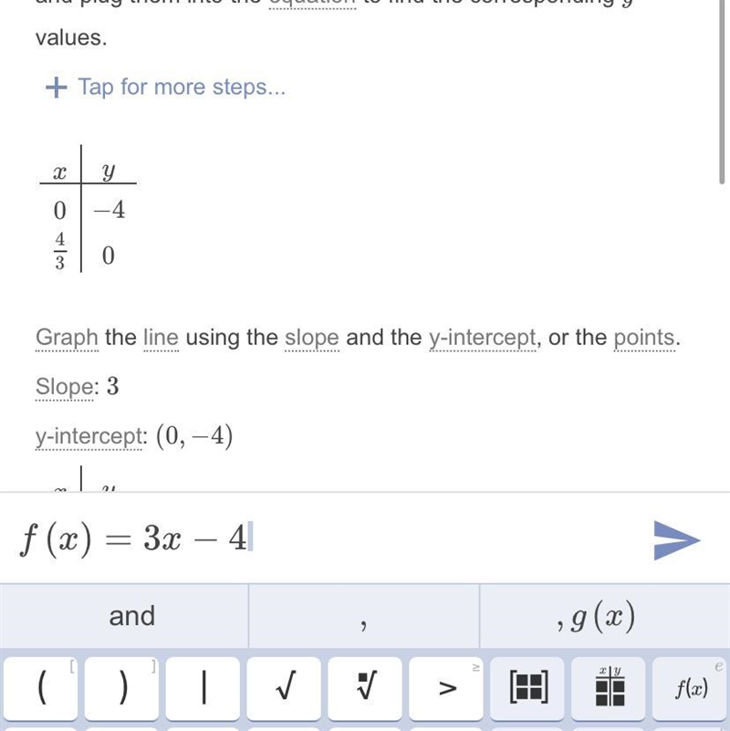 F(x) = 3x + 4 is y =-example-1