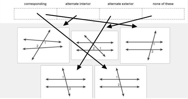 Classify each pair of numbered angles as corresponding, alternate interior, alternate-example-1