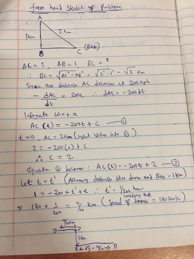 A drone is flying at kilometers per hour at a constant altitude of km above a straight-example-2