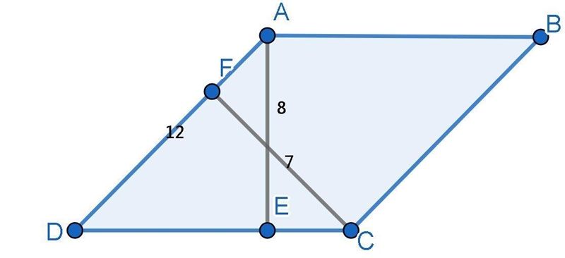 1. In a parallelogram ABCD, AD=12cm. if the altitudes corresponding to sides AB and-example-1