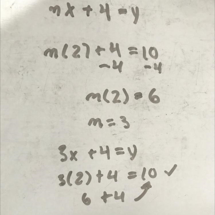 Line passes through the point (2,10) and has a y-intercept of 4. what is the equation-example-1