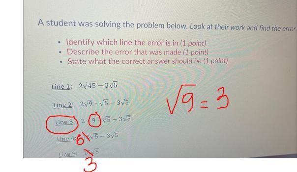 Identify which line the error is in (1 point) • Describe the error that was made (1 point-example-1