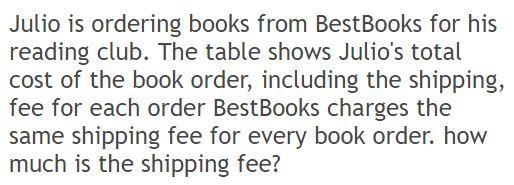 Julio is ordering books from BestBooks for his reading club. The table shows Julio-example-2