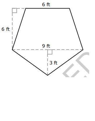 What is the area of the pentagon shown below a.27 square feet b. 58.5 c.85.5 d.117 Explain-example-1