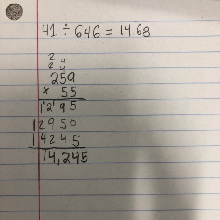 W 41 / 646 = 259 * 55 help me with this math pls​-example-1