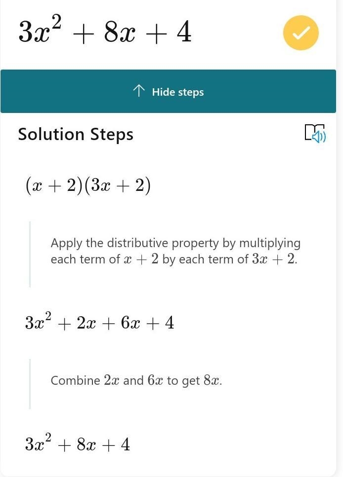 Find the product. Simplify your answer. (m+2)(3m+2)-example-1