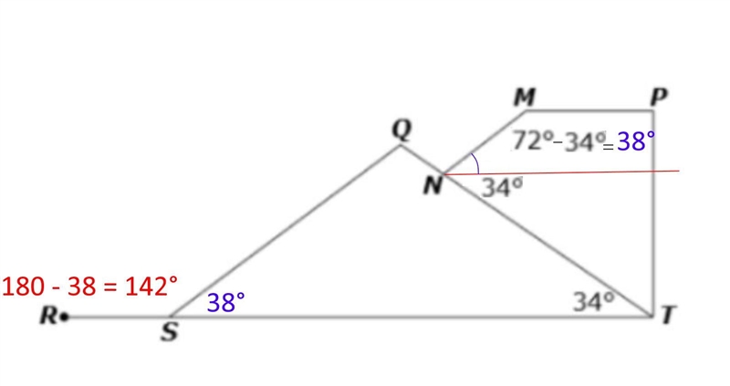 A side view of the top of a building is shown in the diagram below. The measure of-example-1