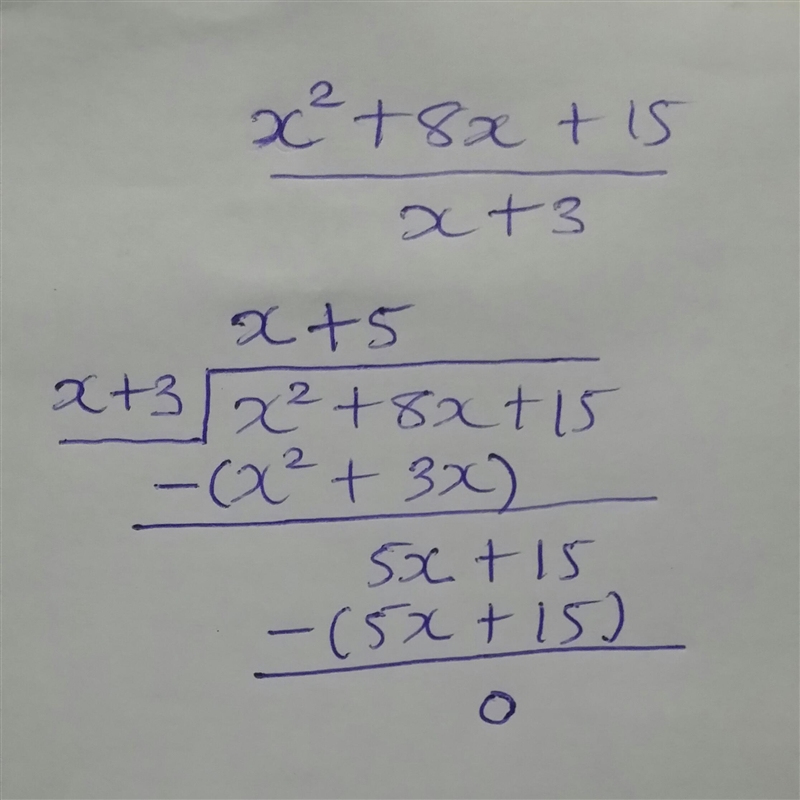 The rectangle below has an area of zº +82 + 15 square meters and a width of 2 + 3 meters-example-1