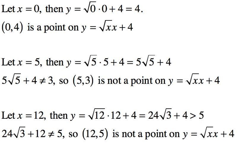 PLEASE HELP! Determine which of the following points lies on the graph of y=√(x) x-example-1