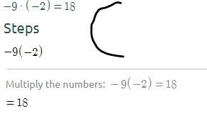 A) 6 * (-3) b) (-5) x4 c) (-9) * (-2)-example-3