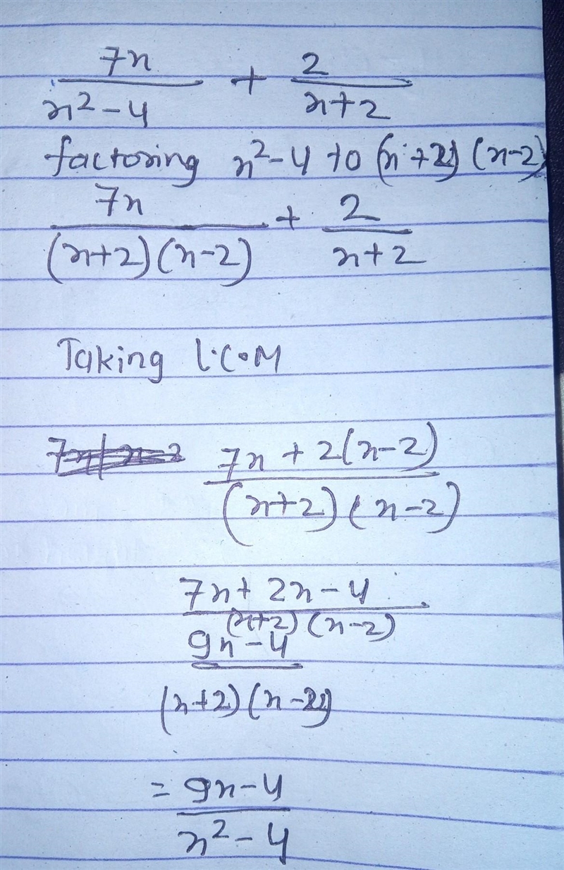 Only answer if you're very good at Math. What is the sum of 7x/x^2 - 4 and 2/x + 2? A-example-1