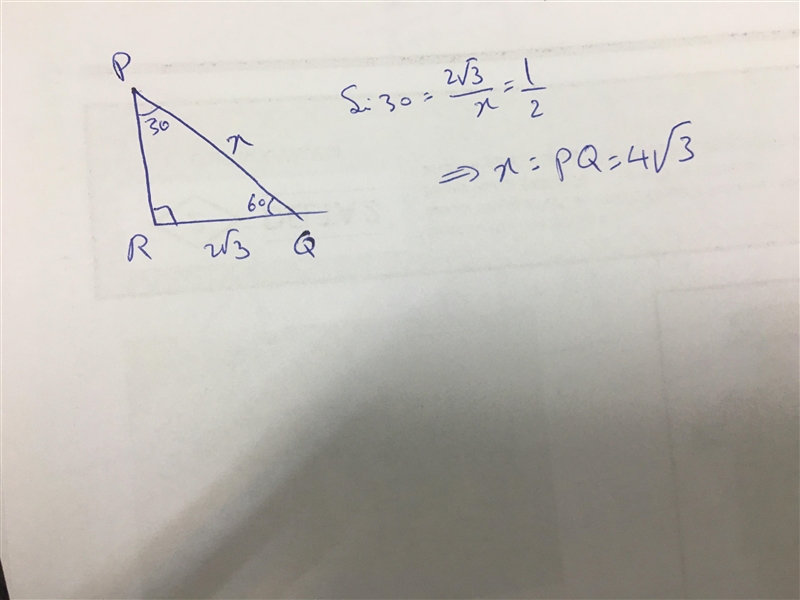 HOW LONG IS PQ? special right triangles khan academy-example-1