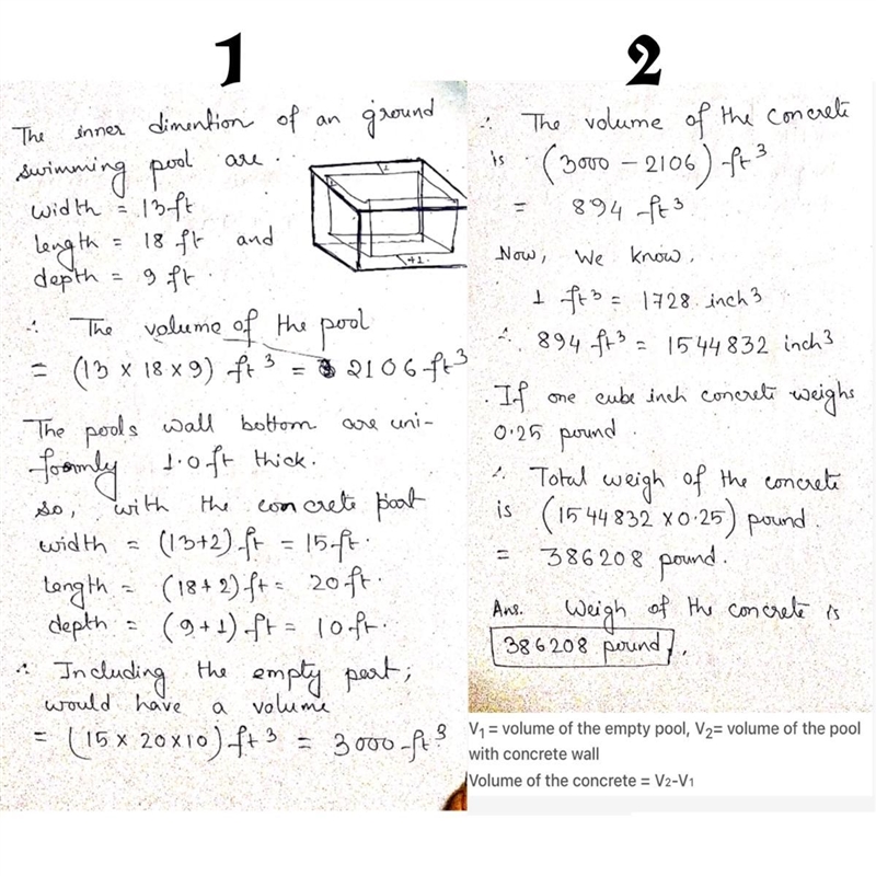 The inner dimensions of an in-ground swimming pool are: width = 13.0 ft, length = 18.0 ft-example-1