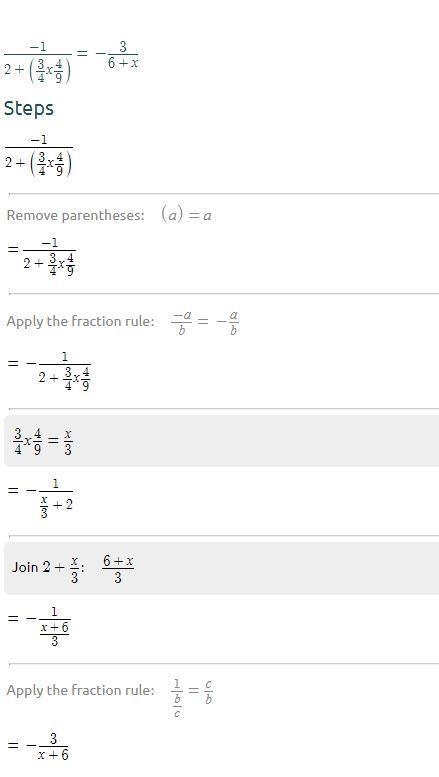 -1/2 + ( 3/4 x 4/9)= ​-example-1