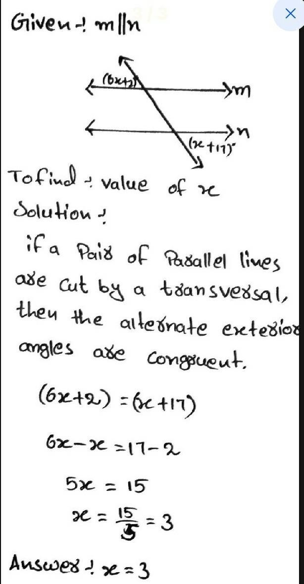 Given m||n, find the value of x. See attachment.-example-1