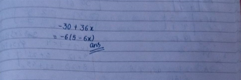 Factor the expression completely. -30+36x-example-1