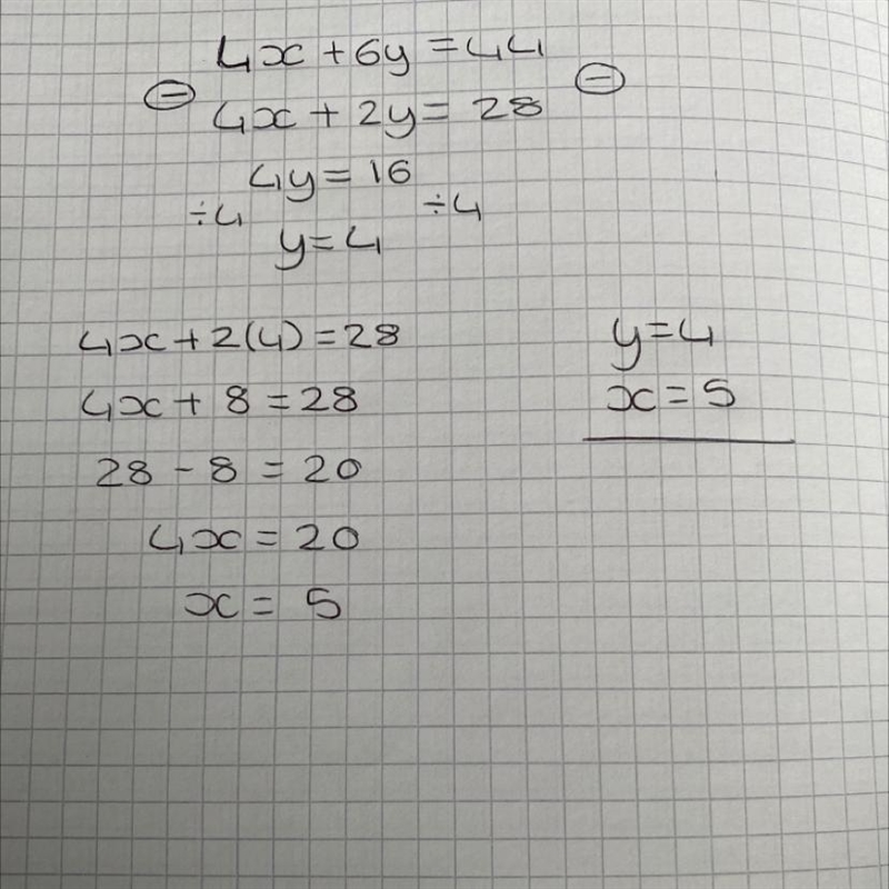 Solve the system of equations by elimination. Explain your reasoning or show your-example-1