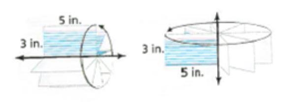 A 3-inch by 5-inch index card is rotated around a horizontal line and a vertical line-example-1