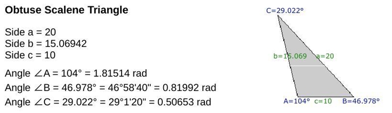 In ΔRST, m < R = 104°, r = 20, and t = 10. Find the m < S, to nearest degree-example-1