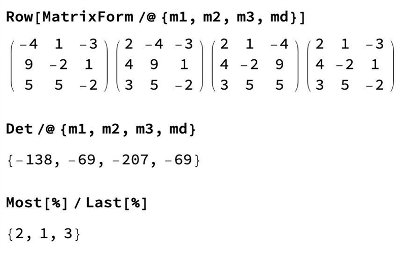 Find the solution of the following simultaneous equations by the Cramer's method 2x-example-1