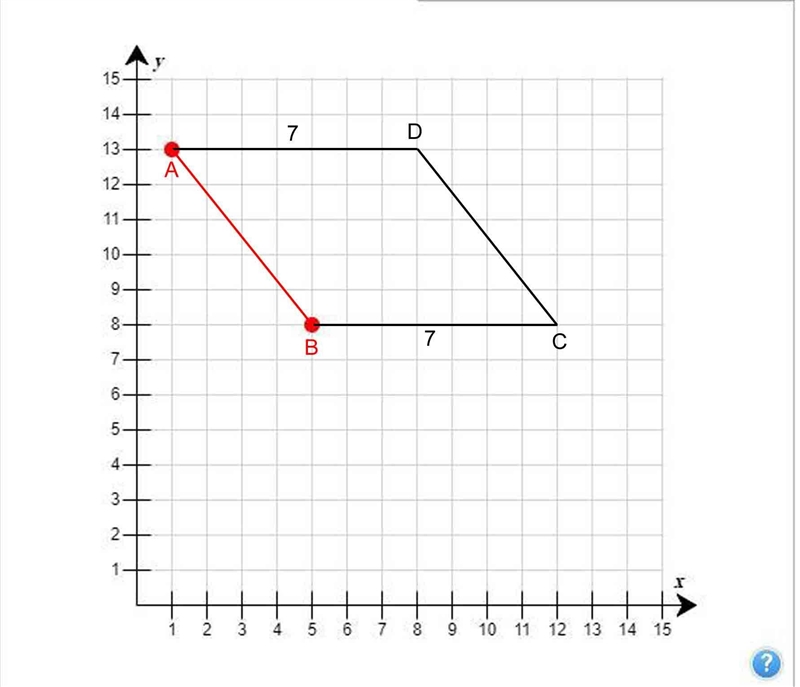 20 points :D Point A is located at (1,13). Point B is located at (5,8). Draw parallelogram-example-1