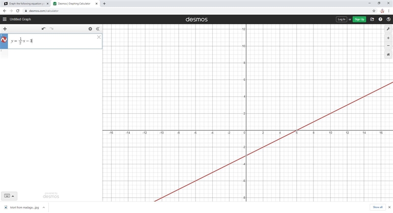 Graph the following equation: y=1/2x-3-example-1