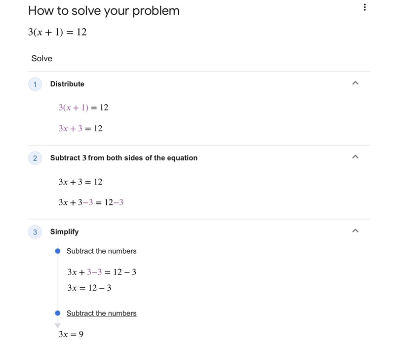 Find the x of =3(x+1)=12-example-2