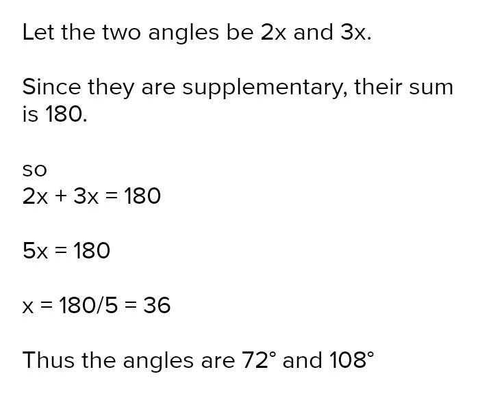 Find the measures of two supplementary angles if their measures are the given ratio-example-1