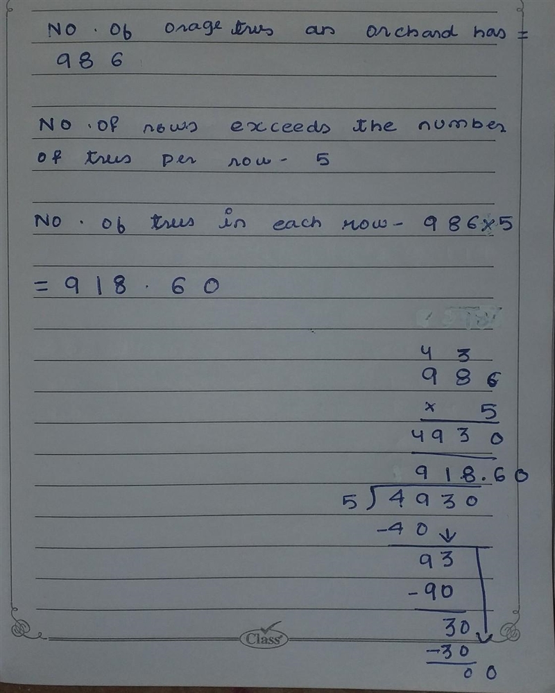 An orchard has 986 orange trees. The number of rows exceeds the number of trees per-example-1