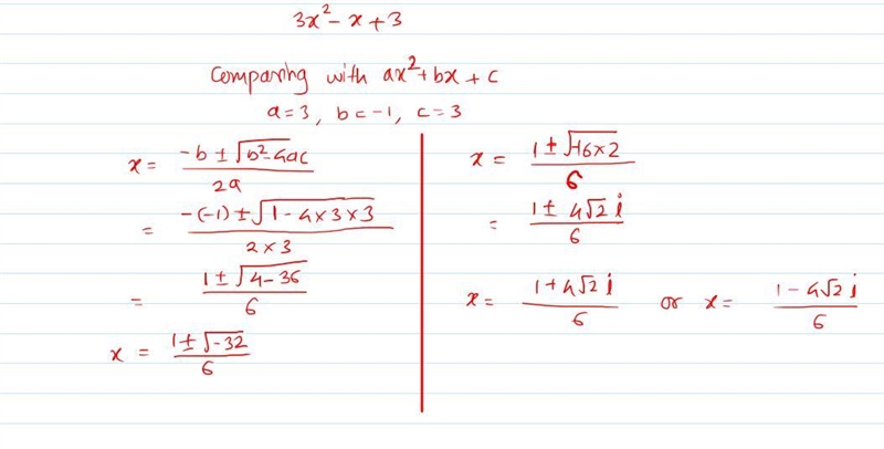 What are the solutions for f(x)=3x2-x+3?-example-1