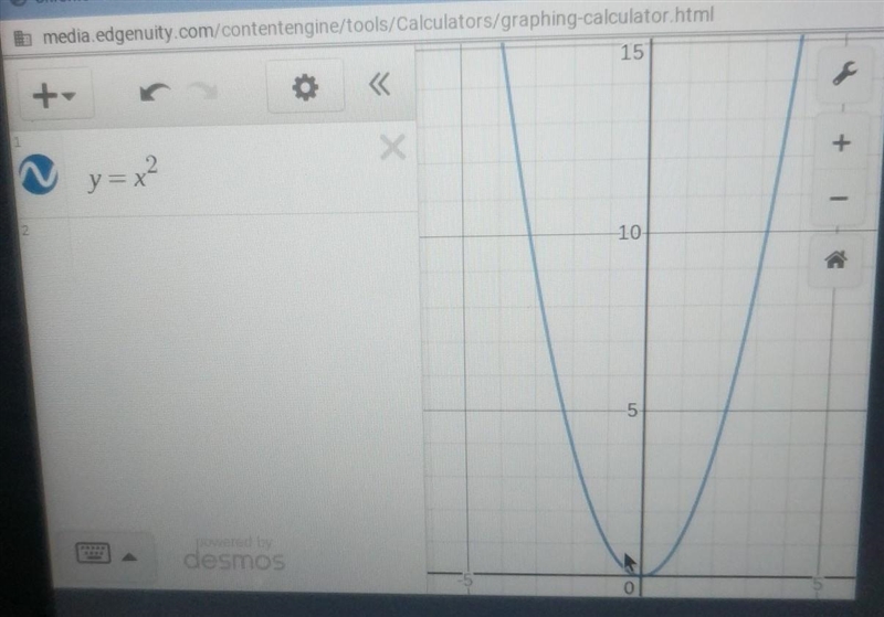 Find the equation of the function in the graph A) y=x B) y=|x| C) y=x3 D) y=x2-example-1