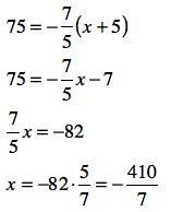 Which is the simplified version of 75=-seven fifths(x+5)-example-1