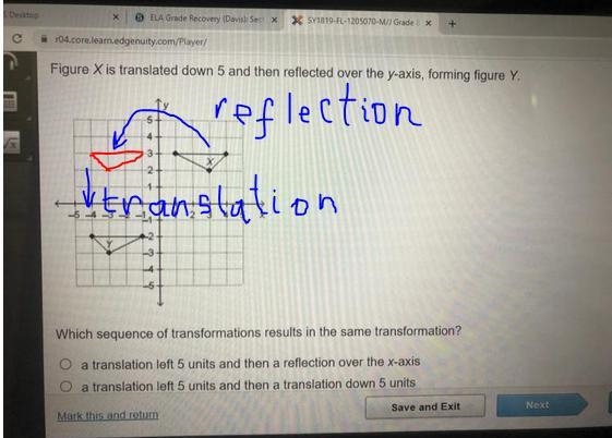 Which sequence of transformations results in the same transformation? a translation-example-1