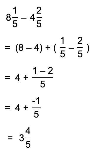 Subtract 8 1/5 - 4 2/5 . Simplify the answer and write as a mixed number.-example-1