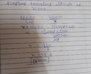 An airplane is traveling at an altitude of 30,000 feet above sea level and needs to-example-1