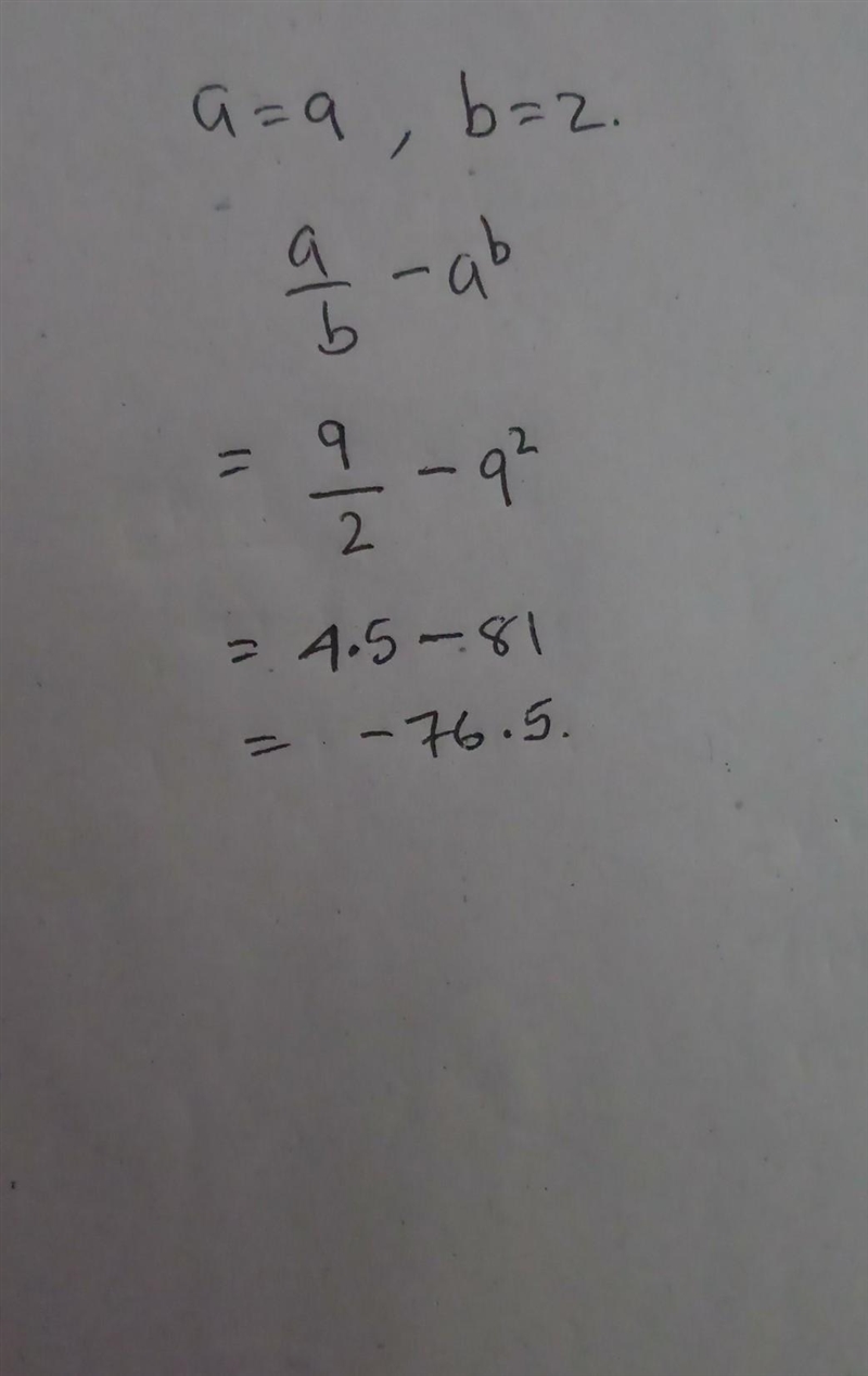 A = 9 and b = 2 Work out the value of-example-1