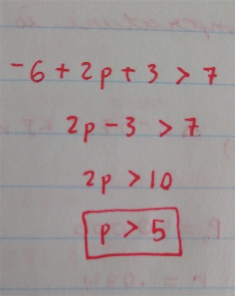 What is the solution to the inequality -6+|2p+3| > 7-example-1