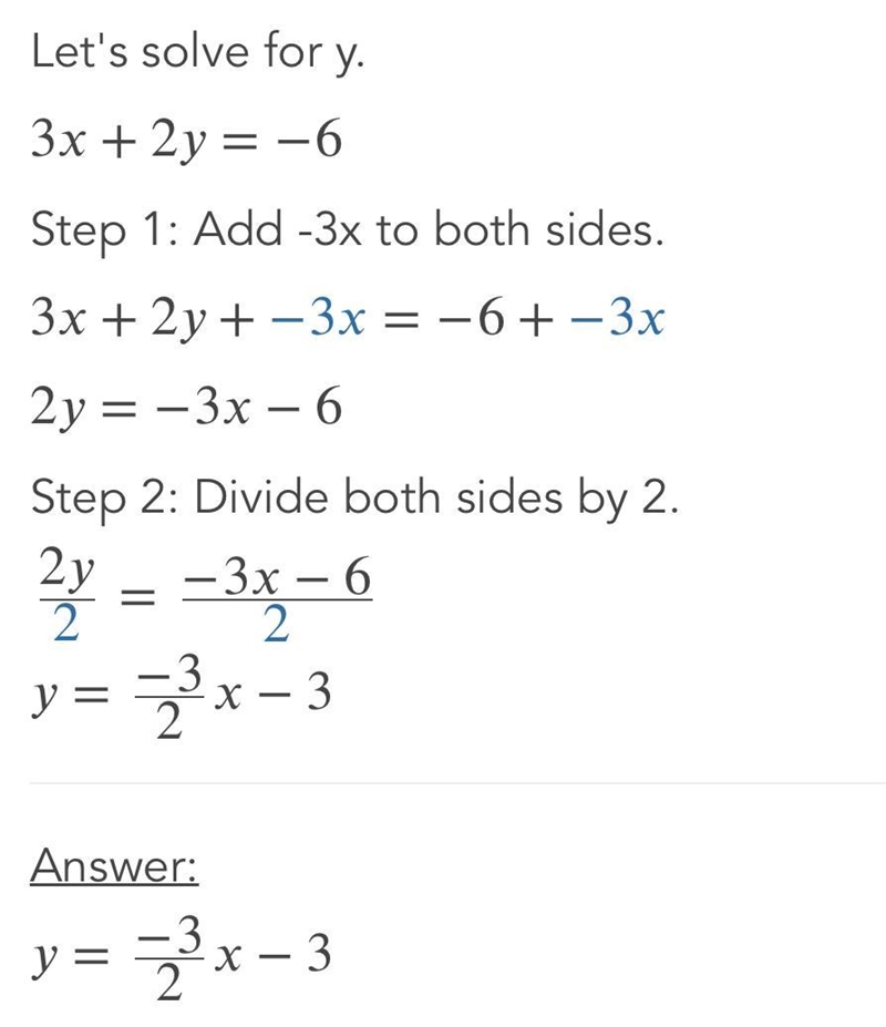 Which graph represents this system? 3x+2y=-6 y=-3/2x+2-example-2