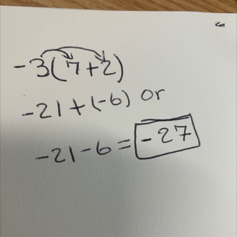 -3(7+2) Distributive Property-example-1