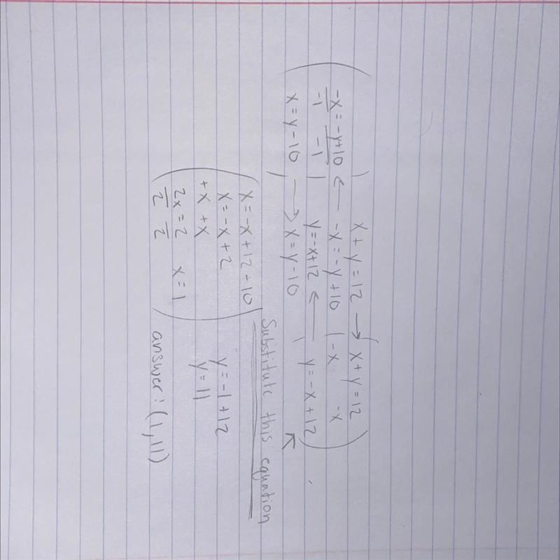 Use the substitution method to solve the system of equations. choose the correct ordered-example-1